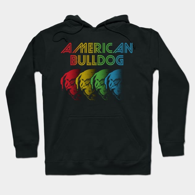 Cool Retro Groovy American Bulldog Hoodie by Madfido